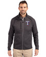 Texas Rangers Cutter & Buck Mainsail Sweater-Knit Mens Big and Tall Full Zip Jacket Charcoal Heather Front