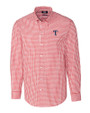 Texas Rangers Cutter & Buck Easy Care Stretch Gingham Mens Big and Tall Long Sleeve Dress Shirt Cardinal Red Mannequin