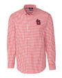 St. Louis Cardinals- Cutter & Buck Easy Care Stretch Gingham Mens Big and Tall Long Sleeve Dress Shirt Cardinal Red Mannequin