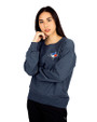 Toronto Blue Jays Cutter & Buck Saturday Cotton Blend Womens Crew Neck Sweatshirt Navy Blue Heather Front