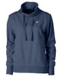 Toronto Blue Jays Cutter & Buck Saturday Cotton Blend Womens Funnel Neck Sweatshirt Navy Blue Heather Mannequin