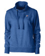 Toronto Blue Jays Cutter & Buck Saturday Cotton Blend Womens Funnel Neck Sweatshirt Tour Blue Heather Mannequin