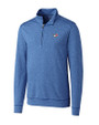Toronto Blue Jays Cutter & Buck Shoreline Heathered Quarter Zip Mens Big and Tall Pullover Tour Blue Heather Mannequin
