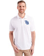 Tampa Bay Rays Cutter & Buck Advantage Eco Tri-Blend Pique Mens Big and Tall Polo White Front