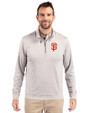 San Francisco Giants Cutter & Buck Stealth Heathered Mens Big and Tall  Quarter Zip Pullover Polished Medium Gray Front