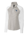 Tampa Bay Rays Cutter & Buck Forge Tonal Stripe Stretch Half Zip Womens Top White/Polished Mannequin