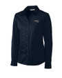New England Patriots Cutter & Buck Epic Easy Care Fine Twill Womens Long Sleeve Dress Shirt Navy Blue Mannequin