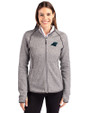 Carolina Panthers Cutter & Buck Mainsail Full Zip Hooded Womens Jacket Polished Heather Front