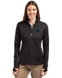 Carolina Panthers Cutter & Buck Traverse Stretch Eco Quarter Zip Womens Pullover Black Front