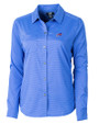 Buffalo Bills Cutter & Buck Versatech Geo Dobby Stretch Womens Long Sleeve Dress Shirt French Blue Mannequin