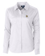 Minnesota Vikings Cutter & Buck Versatech Geo Dobby Stretch Womens Long Sleeve Dress Shirt White/Black Mannequin