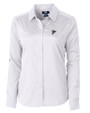 Atlanta Falcons Cutter & Buck Versatech Geo Dobby Stretch Womens Long Sleeve Dress Shirt White/Black Mannequin