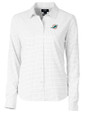 Miami Dolphins Cutter & Buck Versatech Tattersall Stretch Womens Long Sleeve Dress Shirt Charcoal Mannequin