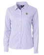 Minnesota Vikings Cutter & Buck Versatech Pinstripe Stretch Womens Long Sleeve Dress Shirt College Purple Mannequin