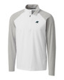 Carolina Panthers Cutter & Buck Response Lightweight Hybrid Quarter Zip Mens Pullover Windbreaker White Mannequin