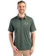 Green Bay Packers Cutter & Buck Forge Pencil Stripe Stretch Mens Polo Hunter Green Front