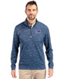 Buffalo Bills Cutter & Buck Traverse Recycled Smooth Stretch Mens Camo Quarter Zip Pullover Navy Blue Front