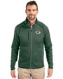 Green Bay Packers Cutter & Buck Mainsail Sweater-Knit Mens Full Zip Jacket Hunter Heather Front