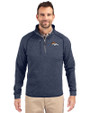 Denver Broncos Cutter & Buck Mainsail Sweater-Knit Mens Half Zip Pullover Jacket Liberty Navy Heather Front