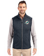 Miami Dolphins Cutter & Buck Mainsail Sweater-Knit Mens Full Zip Vest Liberty Navy Heather Front