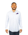 Buffalo Bills Cutter & Buck Versatech Tattersall Stretch Mens Long Sleeve Dress Shirt French Blue Front