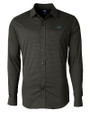 Carolina Panthers Cutter & Buck Versatech Geo Dobby Stretch Mens Long Sleeve Dress Shirt Black Mannequin