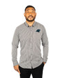 Carolina Panthers Cutter & Buck Versatech Multi Check Stretch Mens Long Sleeve Dress Shirt Black Front
