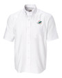 Miami Dolphins Cutter & Buck Epic Easy Care Nailshead Mens Short Sleeve Dress Shirt White Mannequin