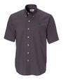 Carolina Panthers Cutter & Buck Epic Easy Care Nailshead Mens Short Sleeve Dress Shirt Black Mannequin