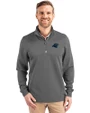 Carolina Panthers Cutter & Buck Traverse Stretch Eco Quarter Zip Mens Big and Tall Pullover Elemental Grey Front