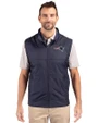 New England Patriots Cutter & Buck Stealth Hybrid Quilted Mens Big and Tall Windbreaker Vest Liberty Navy Front