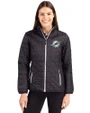 Miami Dolphins Cutter & Buck Rainier PrimaLoft®  Womens Eco Insulated Full Zip Puffer Jacket Black Front