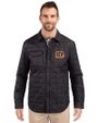 Cincinnati Bengals Cutter & Buck Rainier PrimaLoft® Mens Big and Tall Eco Insulated Quilted Shirt Jacket Black Front