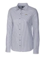 Los Angeles Chargers Cutter & Buck Stretch Oxford Stripe Womens Long Sleeve Dress Shirt Charcoal Mannequin