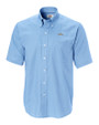 Los Angeles Chargers Cutter & Buck Epic Easy Care Nailshead Mens Big and Tall Short Sleeve Dress Shirt Atlas Light Blue Mannequin