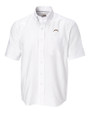 Los Angeles Chargers Cutter & Buck Epic Easy Care Nailshead Mens Big and Tall Short Sleeve Dress Shirt White Mannequin