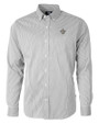 New Orleans Saints Cutter & Buck Versatech Pinstripe Stretch Mens Big and Tall Dress Shirt Black Mannequin