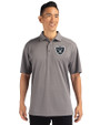 Las Vegas Raiders Cutter & Buck CB Drytec Genre Textured Solid Mens Big and Tall Polo Elemental Grey Front