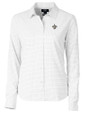 New Orleans Saints Cutter & Buck Versatech Tattersall Stretch Womens Long Sleeve Dress Shirt Charcoal Mannequin