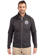 Pittsburgh Steelers Cutter & Buck Mainsail Sweater-Knit Mens Big and Tall Full Zip Jacket Charcoal Heather Front