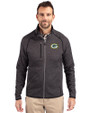 Green Bay Packers Cutter & Buck Mainsail Sweater-Knit Mens Big and Tall Full Zip Jacket Charcoal Heather Front