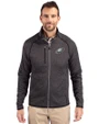 Philadelphia Eagles Cutter & Buck Mainsail Sweater-Knit Mens Big and Tall Full Zip Jacket Charcoal Heather Front