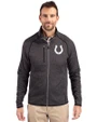 Indianapolis Colts Cutter & Buck Mainsail Sweater-Knit Mens Big & Tall Full Zip Jacket Charcoal Heather Front