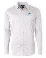 Detroit Lions Cutter & Buck Versatech Geo Dobby Stretch Mens Big and Tall Long Sleeve Dress Shirt White/Black Mannequin