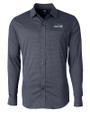 Seattle Seahawks Cutter & Buck Versatech Geo Dobby Stretch Mens Big and Tall Long Sleeve Dress Shirt Liberty Navy Mannequin