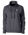 Las Vegas Raiders Cutter & Buck Saturday Cotton Blend Womens Funnel Neck Sweatshirt Charcoal Heather Mannequin