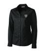 Las Vegas Raiders Cutter & Buck Epic Easy Care Fine Twill Womens Long Sleeve Dress Shirt Black Mannequin