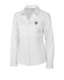 New Orleans Saints Cutter & Buck Epic Easy Care Fine Twill Womens Long Sleeve Dress Shirt White Mannequin