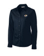 Los Angeles Rams Cutter & Buck Epic Easy Care Fine Twill Womens Long Sleeve Dress Shirt Navy Blue Mannequin