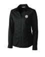 Pittsburgh Steelers Cutter & Buck Epic Easy Care Fine Twill Womens Long Sleeve Dress Shirt Black Mannequin
